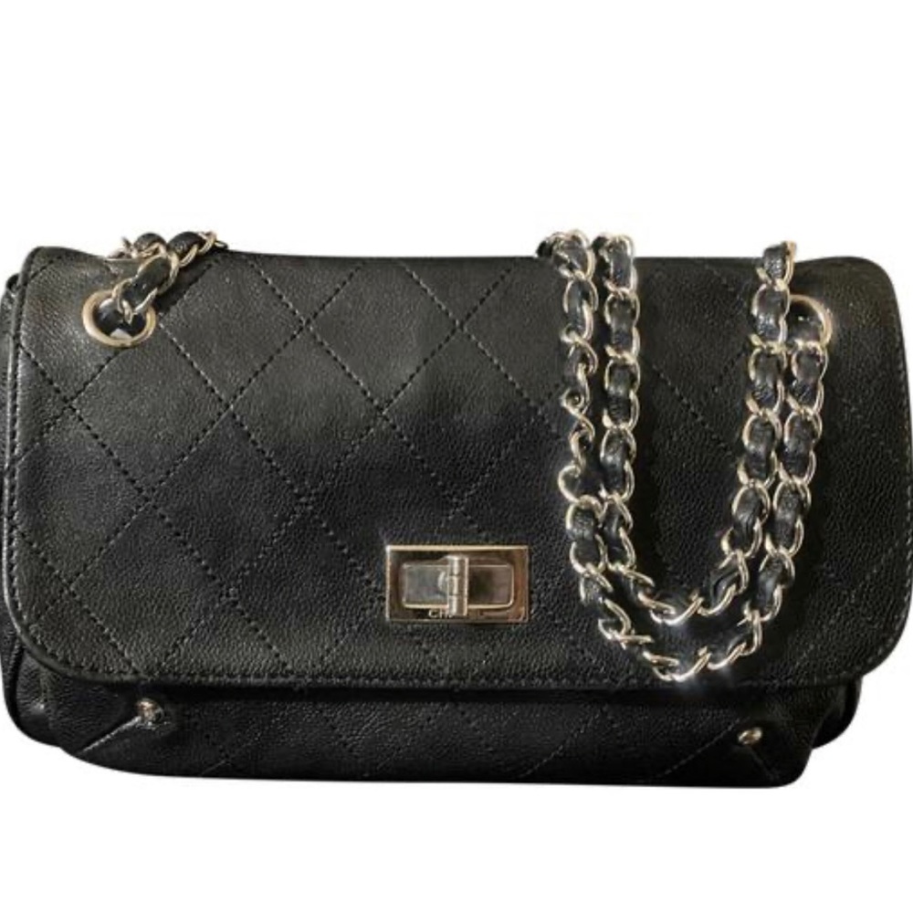 rare Chanel reissue flap bag caviar with card & copy of original receipt